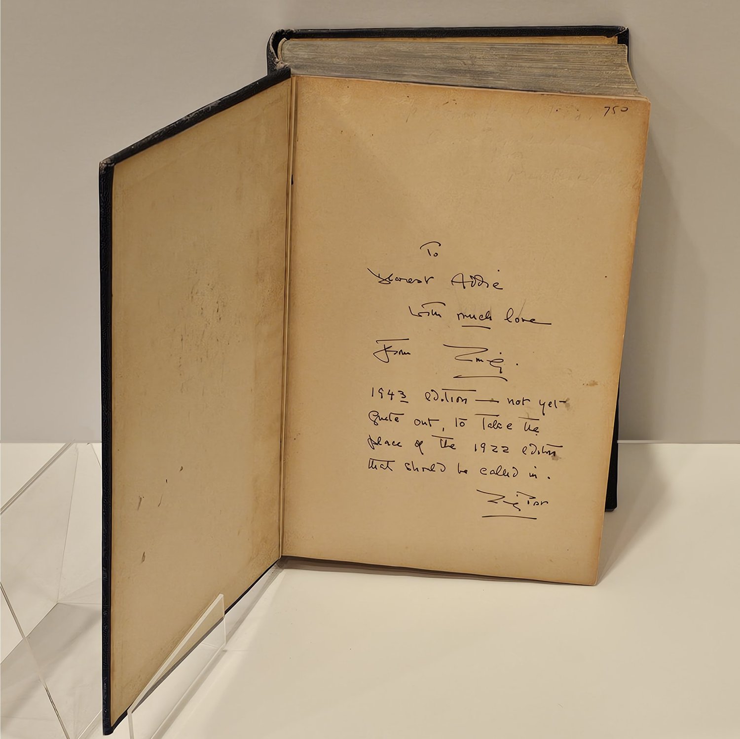 Handwritten fountain-pen inscription from Emily Post to Dearest Addie on the book's flyleaf.
